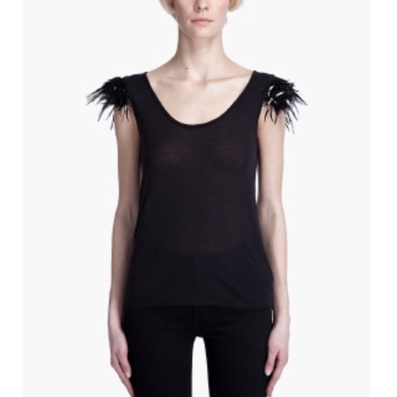 Bird by Juicy Couture Tops - BIRD by JUICY COUTURE Feather & Bead Cotton Tank